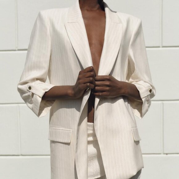ZARA BLAZER WITH ROLLED-UP SLEEVES - Picture 2 of 8